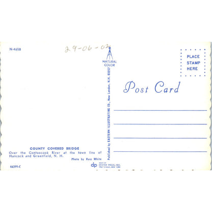 County Bridge Contoocook River Hancock Greenfield NH Covered Bridge Postcard PC3