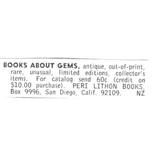 Peri Lithon Books - Lapidary Books Gems San Diego CA 1972 Ad AF8-S9