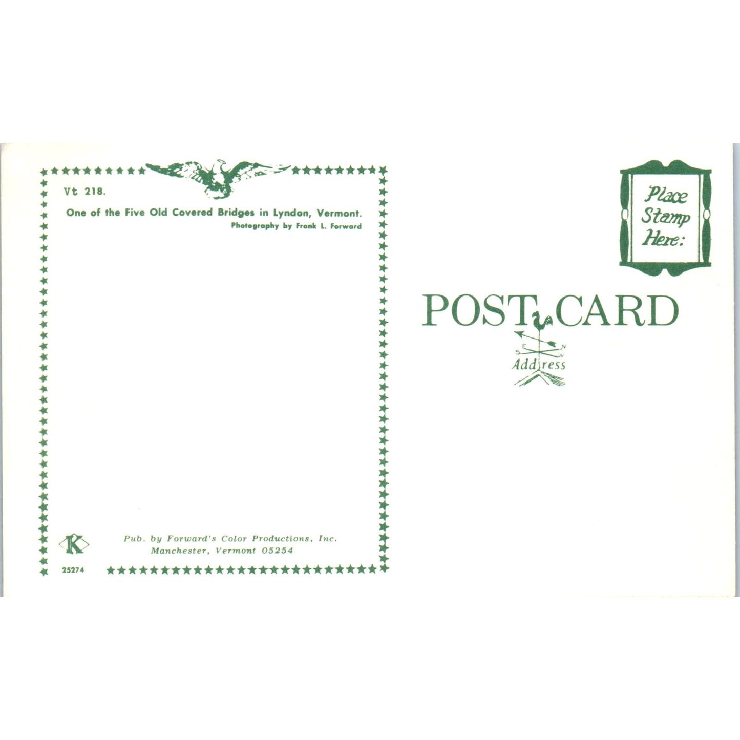 One of 5 Covered Bridges in Lyndon VT Vintage Covered Bridge Postcard PD6