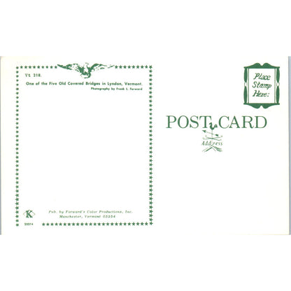 One of 5 Covered Bridges in Lyndon VT Vintage Covered Bridge Postcard PD6