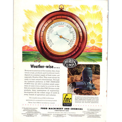 Food Machinery and Chemical Peerless Pumps Vintage Magazine Advertisement D9