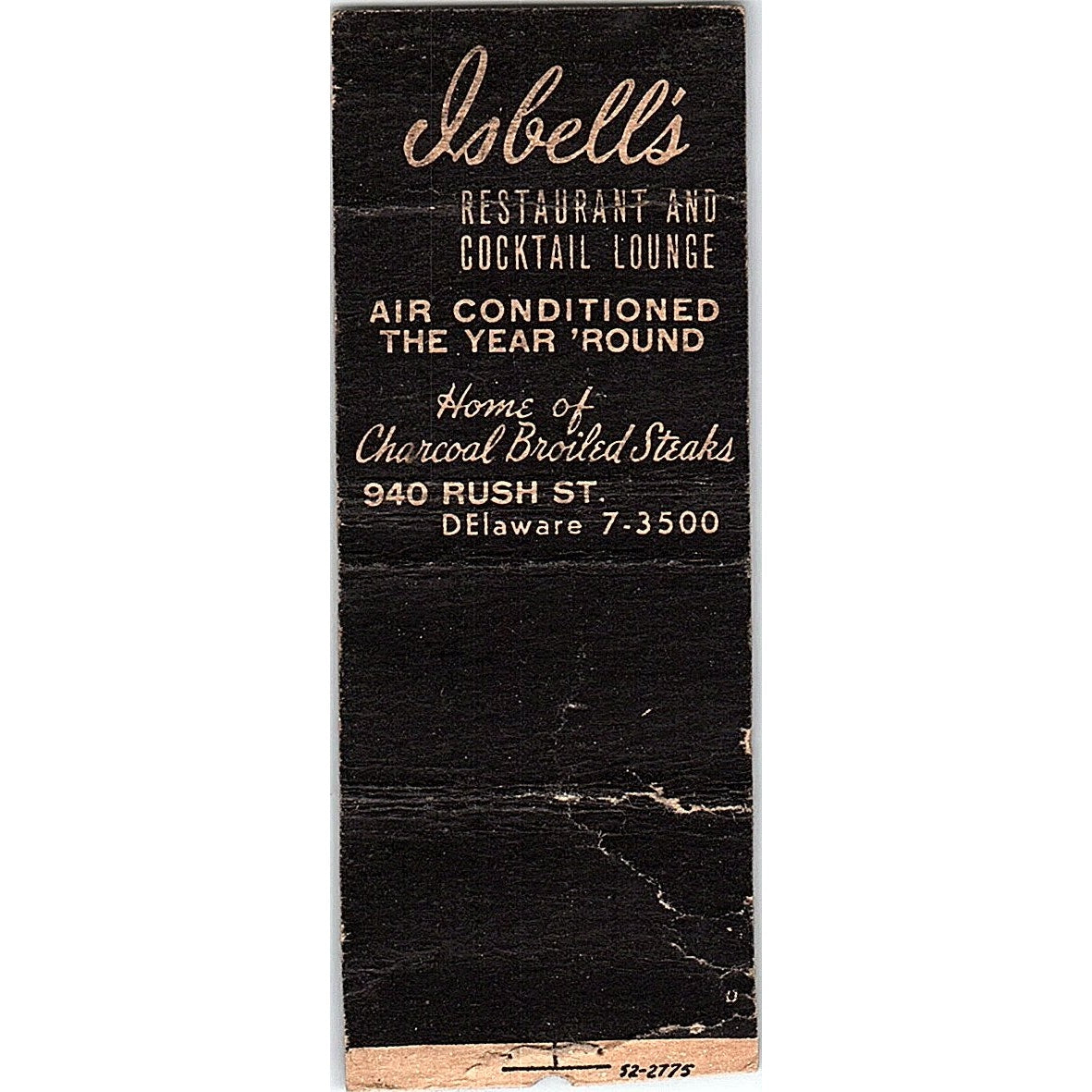 Isabell's Restaurant & Lounge 940 Rush Street Chicago Vtg Matchbook Cover SC7-Y7