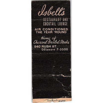 Isabell's Restaurant & Lounge 940 Rush Street Chicago Vtg Matchbook Cover SC7-Y7