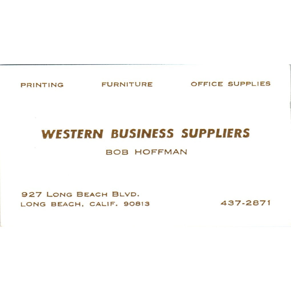 Bob Hoffman Western Business Supplies Long Beach Vintage Business Card SE3-B5