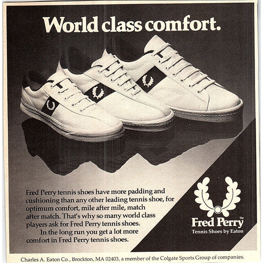 Fred Perry Tennis Shoes by Charles A Eaton Co Brockton MA 1977 Ad AF3-M2