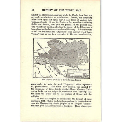 Map of the Mixtures of Races in South Central Europe 1919 WWI Map Print AF9-14