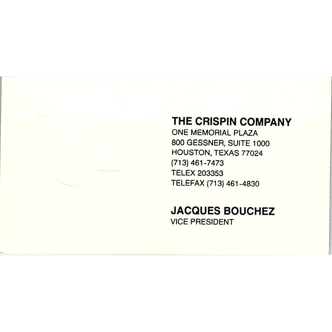Jacques Bouchez The Crispin Co Houston Vintage Business Card SC9-B3