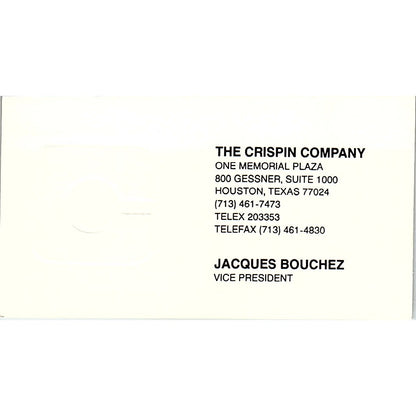 Jacques Bouchez The Crispin Co Houston Vintage Business Card SC9-B3
