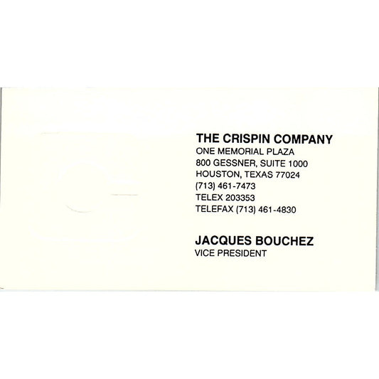 Jacques Bouchez The Crispin Co Houston Vintage Business Card SC9-B3