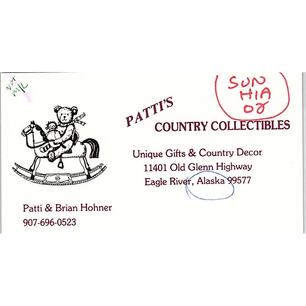Patti's Country Collectibles Patty & Brian Hohner Eagle River AK Card SC9-B10