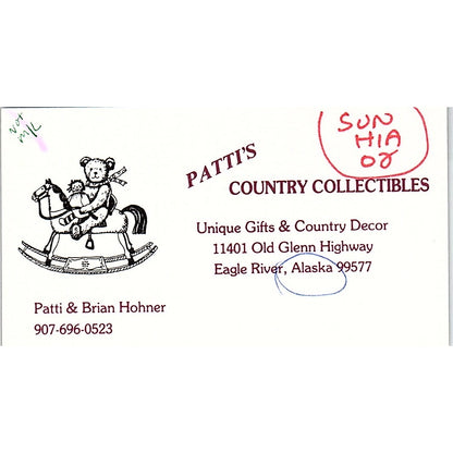 Patti's Country Collectibles Patty & Brian Hohner Eagle River AK Card SC9-B10