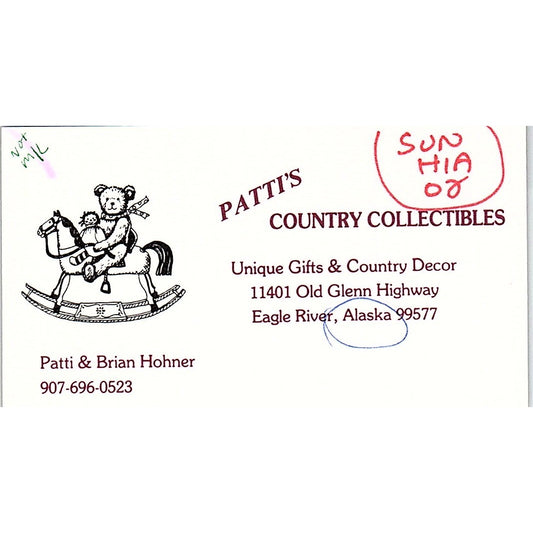 Patti's Country Collectibles Patty & Brian Hohner Eagle River AK Card SC9-B10