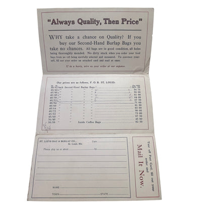 c1910 St. Louis Bag & Burlap Co St. Louis MO Postal Mailing Card Postcard AJ4-3