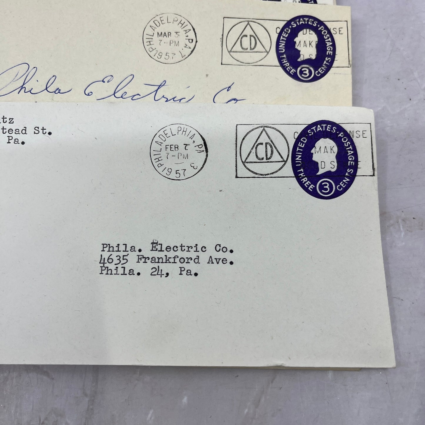 Huge Lot 50+ Philadelphia Electric Company 1957 Postal Cover Envelopes TG7-PEC1