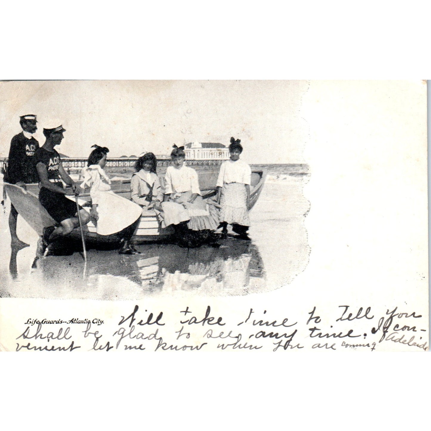 1906 Life Guards in Boat Atlantic City New Jersey RPPC Postcard TH9-SX2