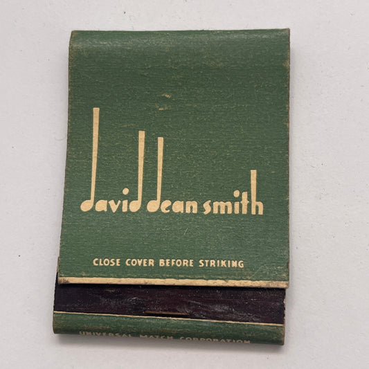 David Dean Smith records 262 Elm St New Haven Vintage Matchbook Cover TB8-MB-7