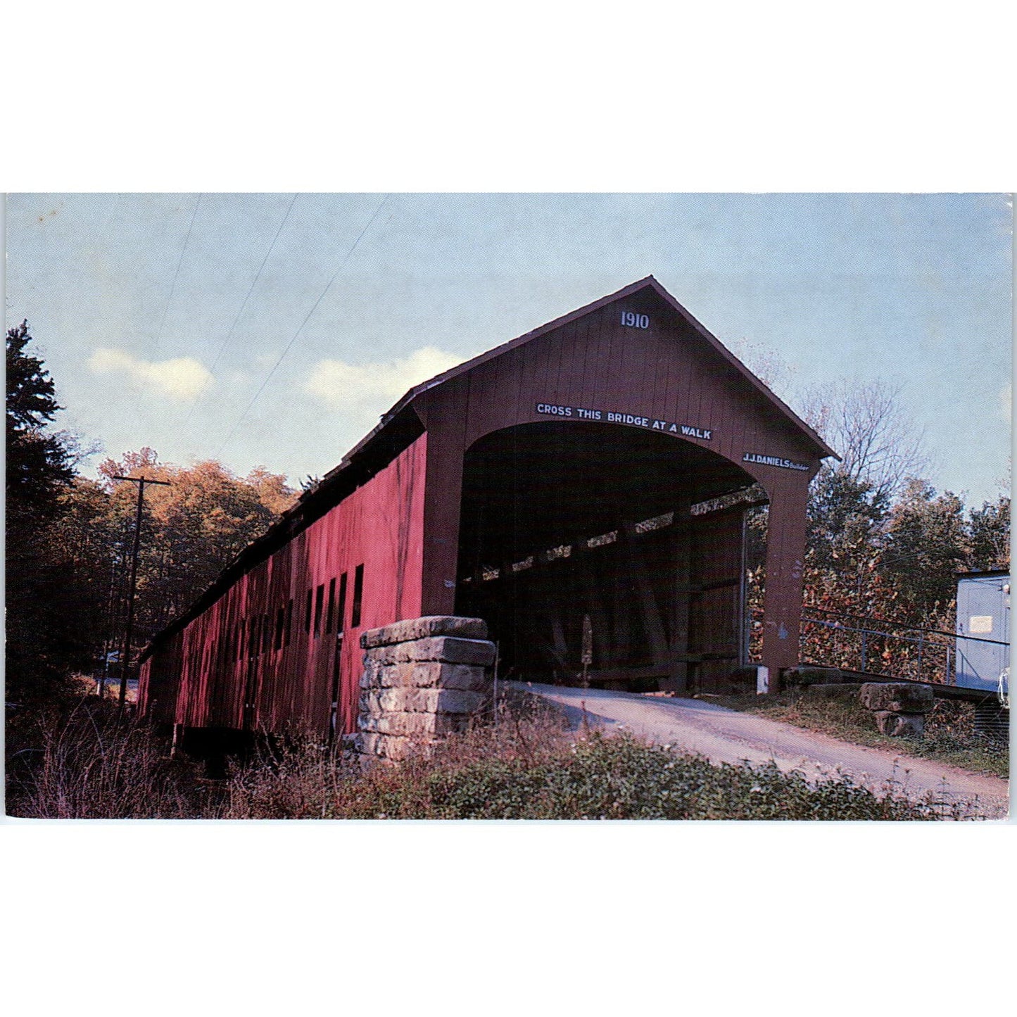 Roseville Bridge Parke County 18 IN Vintage Covered Bridge Postcard PC14