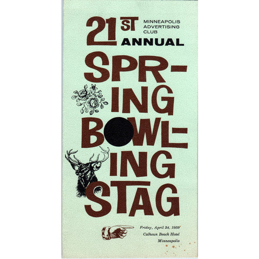 1958 Minneapolis Advertising Club 21st Annual Spring Bowling Stag Program AE2