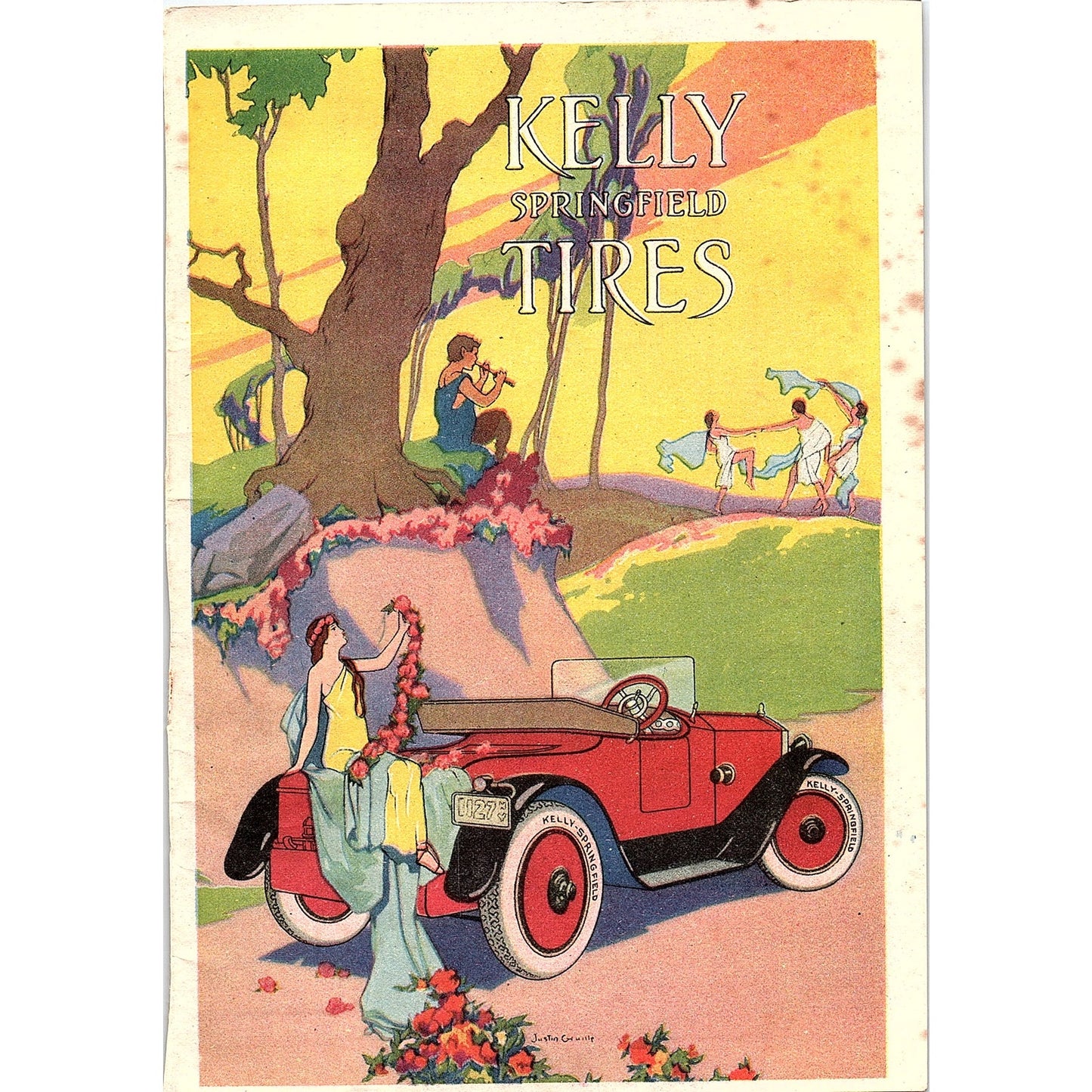 Murad Turkish Cigarettes, Kelly Springfield Tires Double Sided 1921 Ad AF3-10
