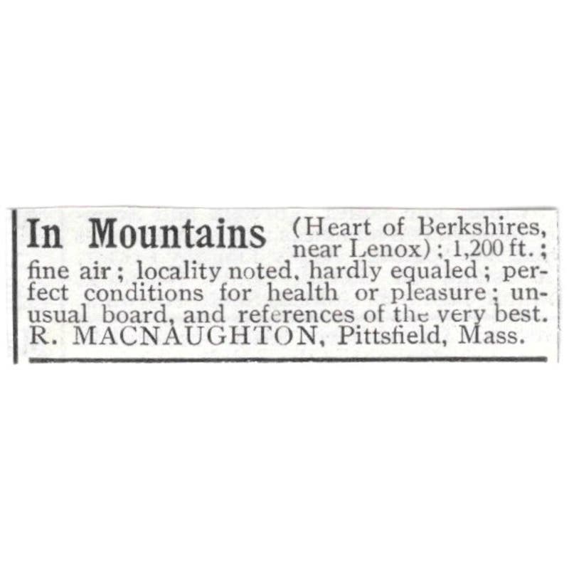 R. Macnaughton Cottage Berkshires Pittsfield MA c1918 Advertisement AE5-SV2