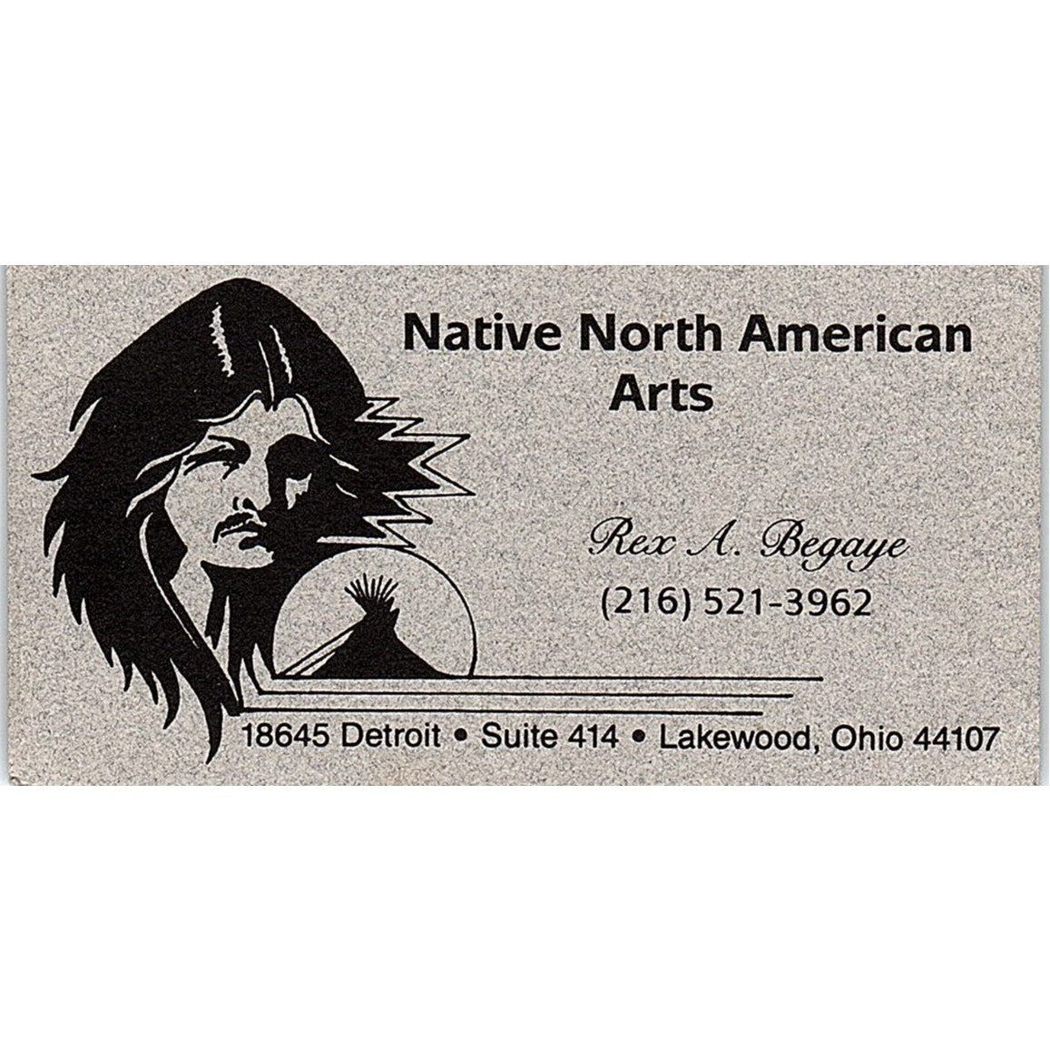 Native North American Arts Rex A Begaye Lakewood OH Vtg Business Card SD9-B14