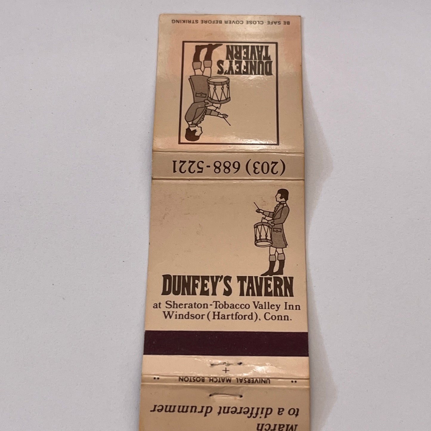 Dunfey's Tavern Windsor Hartford CT Vintage Matchbook Cover TB6-MB1-10