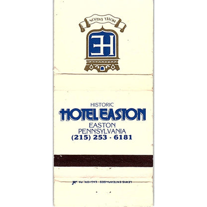 Historic Hotel Easton, Easton PA Vintage Matchbook TB6-MB2-12