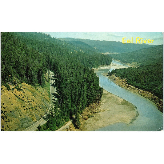 Aerial View Eel River Redwood Country Color by Mike Roberts Vintage Postcard PE1