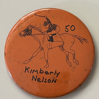 1985 Kimberly Nelson Senior Party Horse Racing Minnesota Pinback Button TB7-PB3