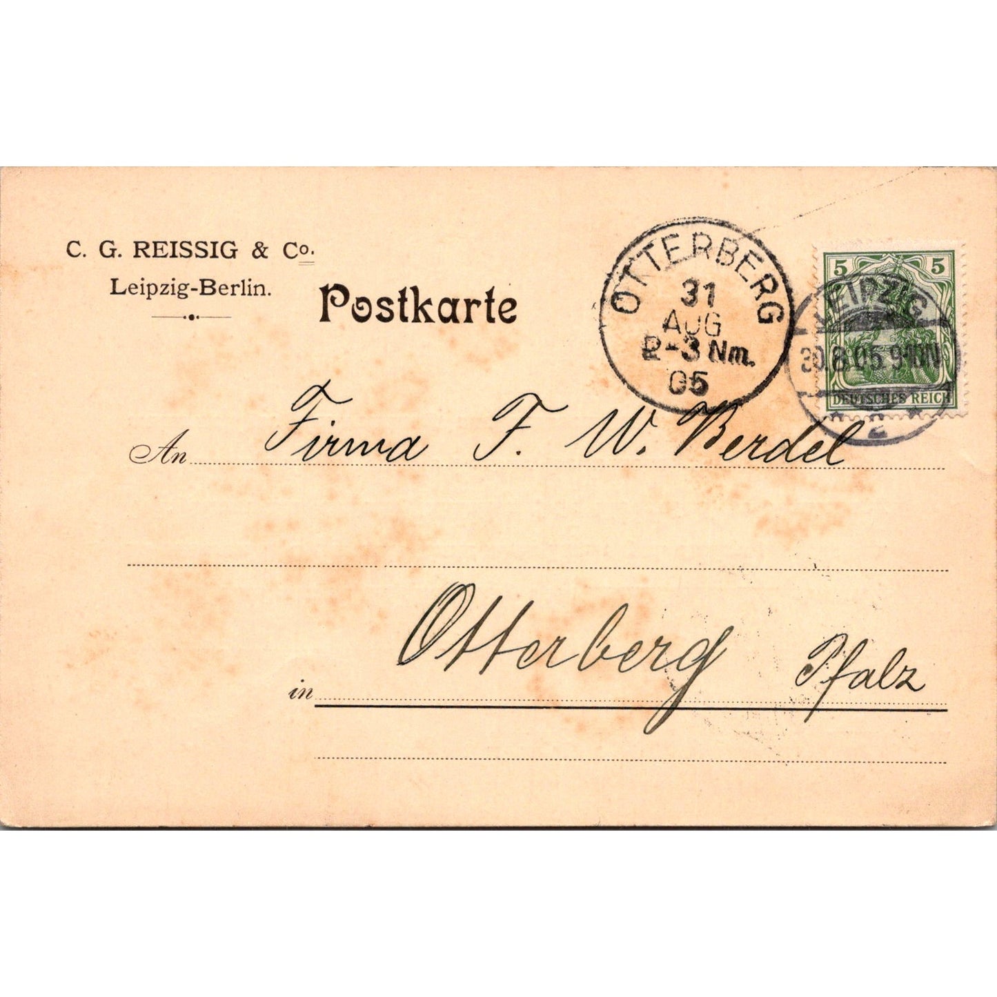 C.G. Resig & Co Leipzig-Berlin 1905 German Reich Postcard TE2-GRP