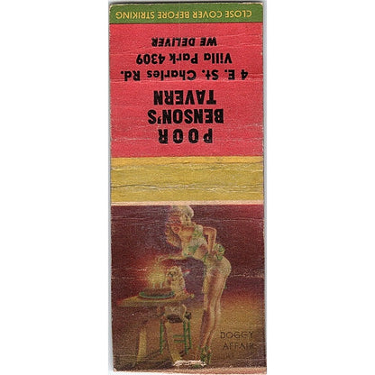 Poor Benson's Tavern 4 E. St. Charles Rd Villa Park Pinup Matchbook Cover SC7-Y7