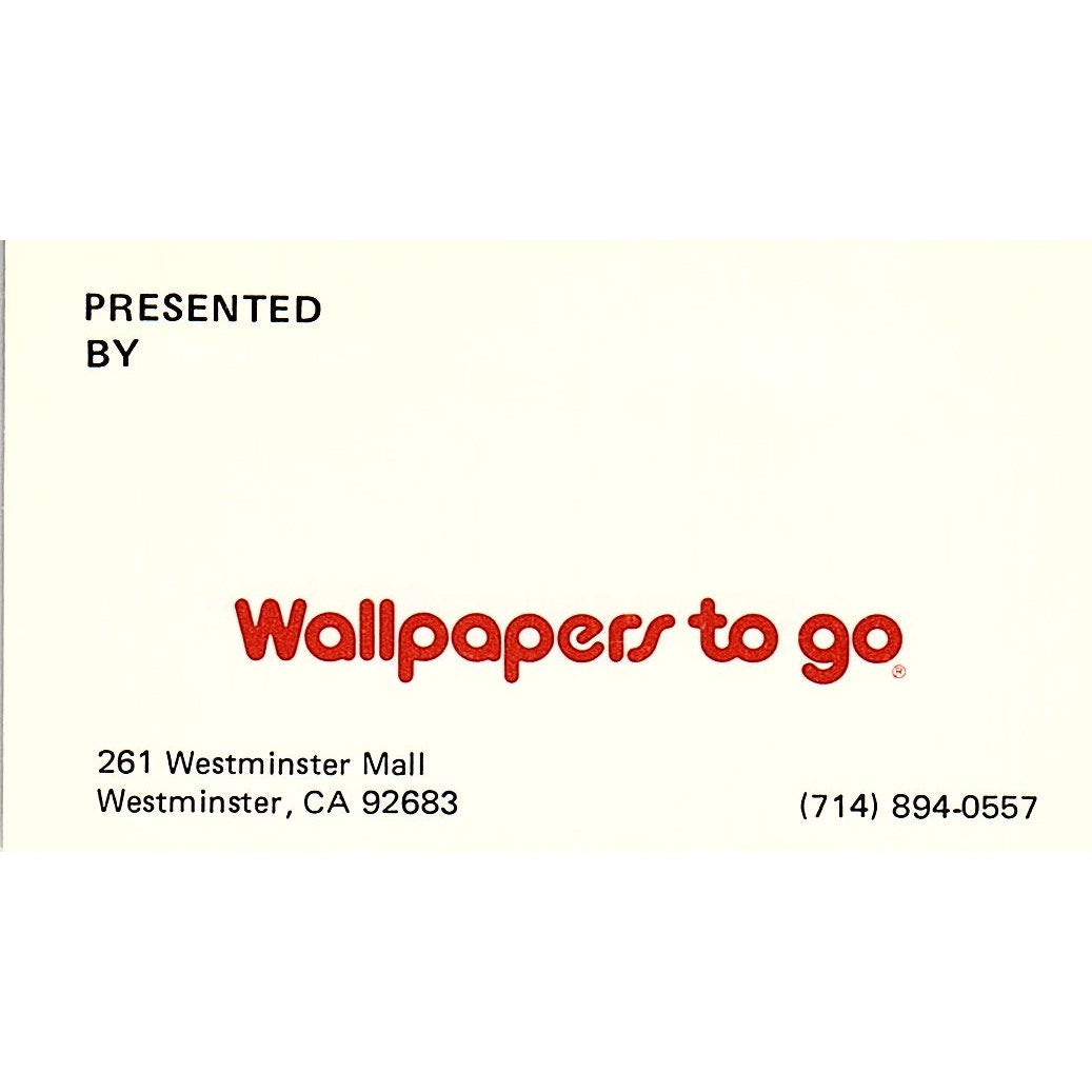 Wallpapers To Go Westminster, CA Vintage Business Card SF3-B2