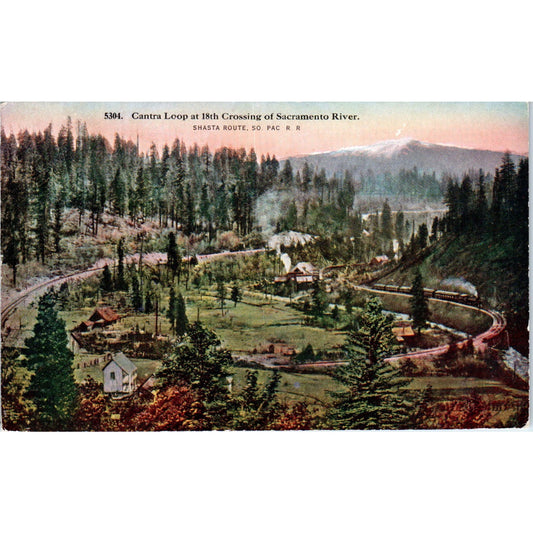 Cantara Loop at 18th Crossing of Sacramento River Shasta Route Postcard AF2-A4