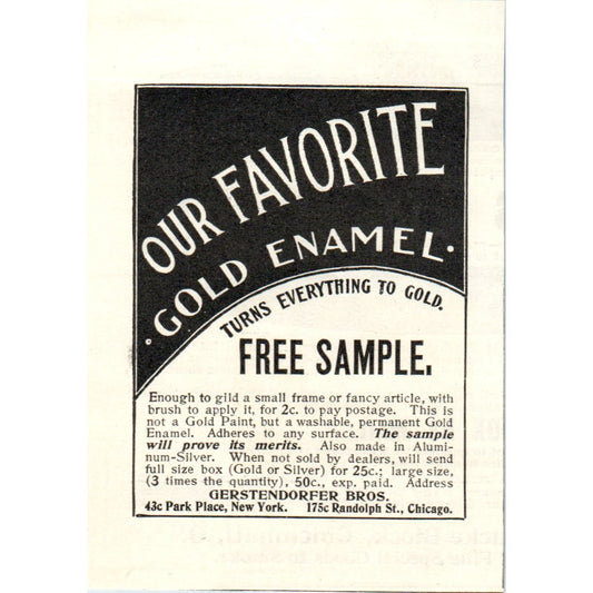 Gerstendorfer Bros. Chicago Gold Enamel c1905 Original Advertisement AE7-A3