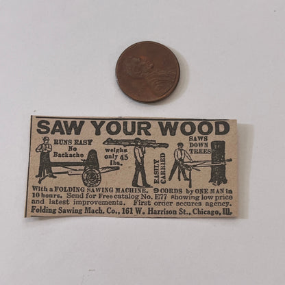 Folding Sawing Mach, Co. Chicago IL 1931 Newspaper Ad SAG4-S13