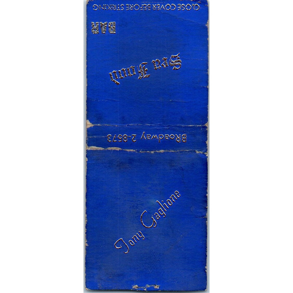 Sea Food Bar Milwaukee WI Tony Gaglione Vintage Matchbook Cover SD4-Y8