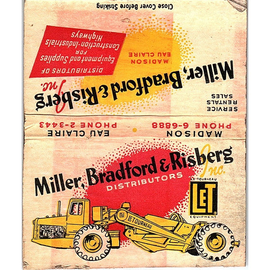 Miller, Bradford & Risberg Madison Eau Claire Vtg Large Matchbook Cover TH2-Y4