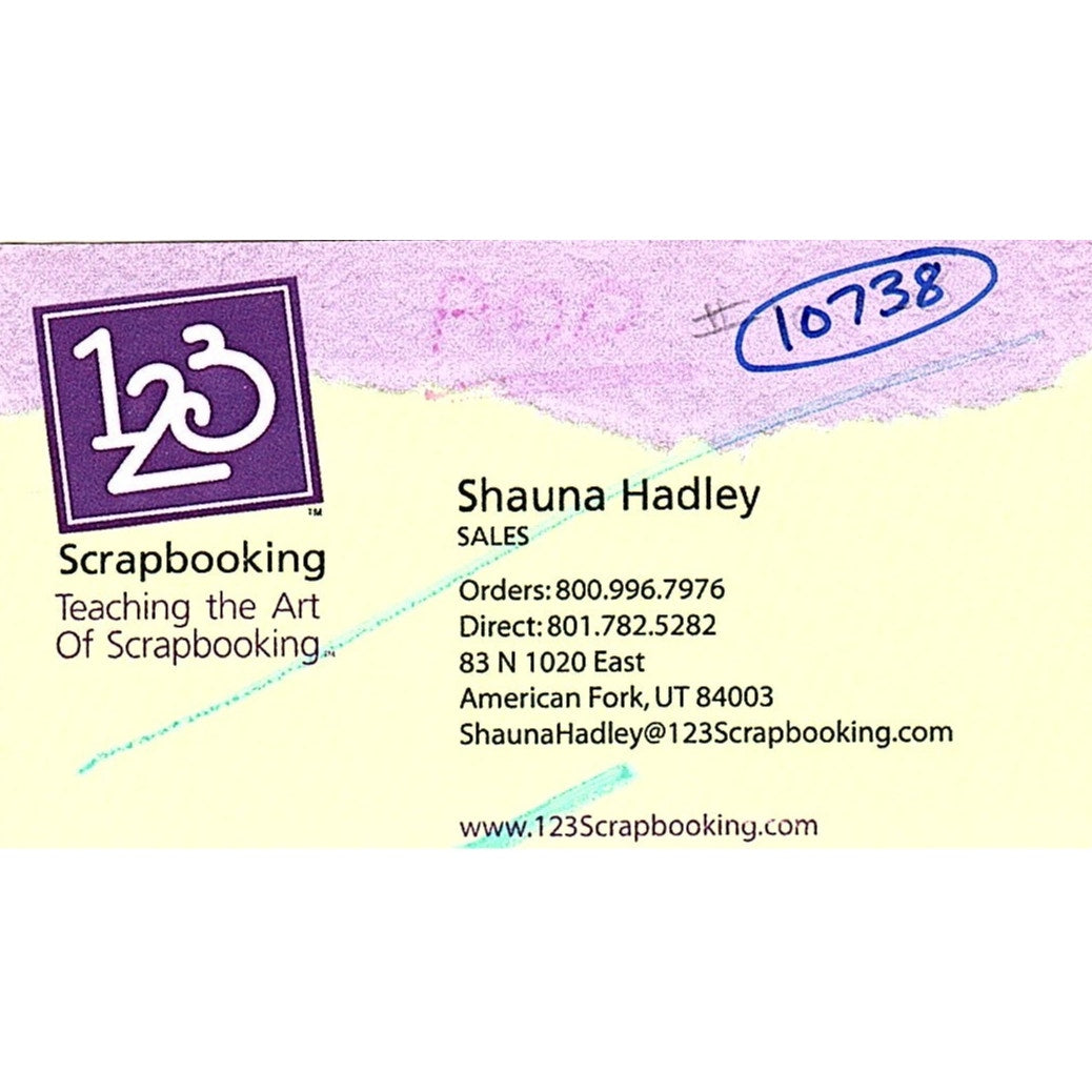 123 Scrapbooking Shauna Hadley American Fork UT Vintage Business Card SC9-B9