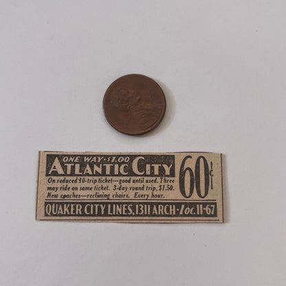 Quaker City Lines Atlantic City Philadephia PA 1931 Newspaper Ad SAG4-S13