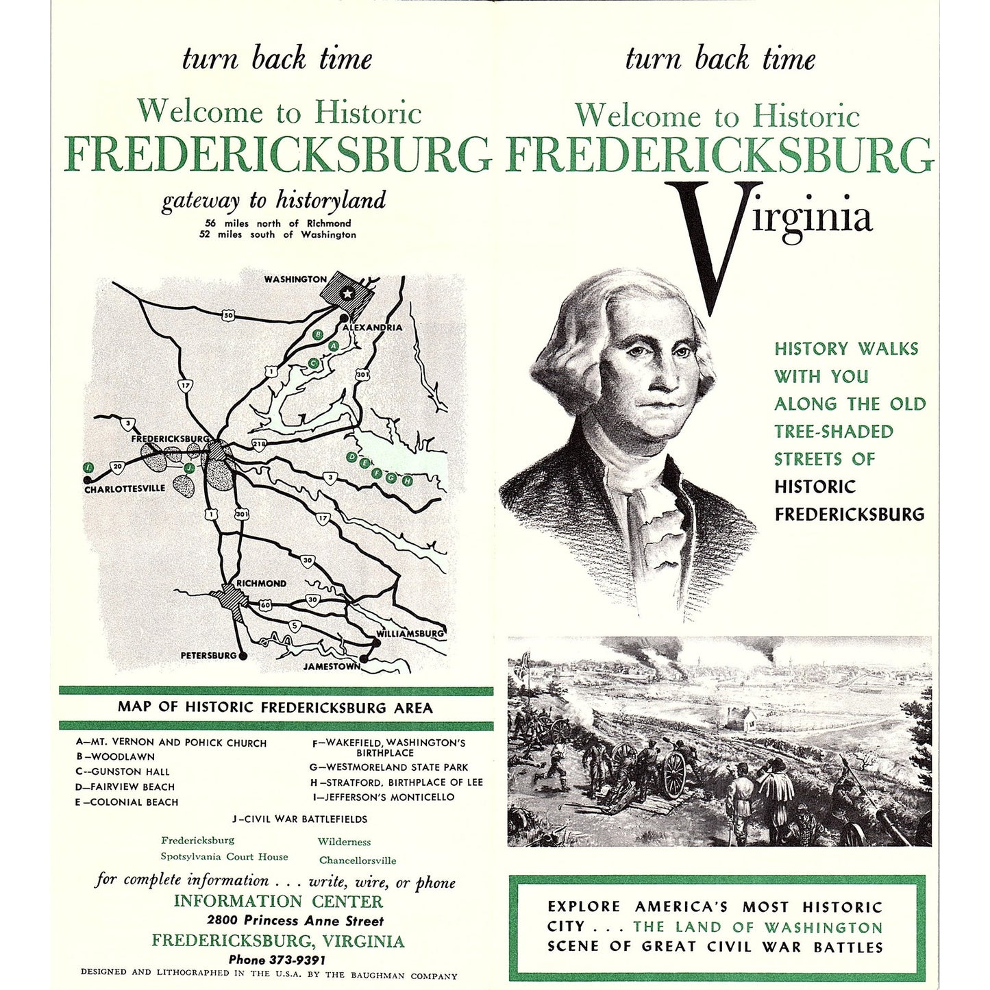 Fredericksburg VA History Walks Vintage Travel Brochure TH2-TB5