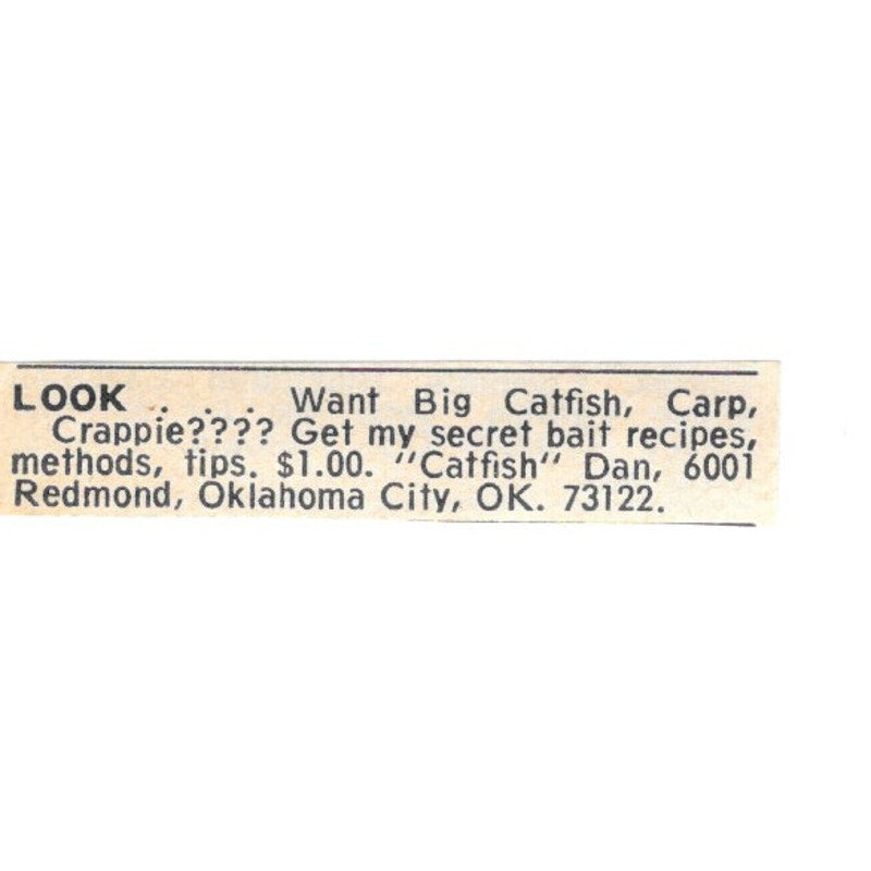 Catfish Dan's Bait Recipes Oklahoma City OK 1977 Ad AF6-S5