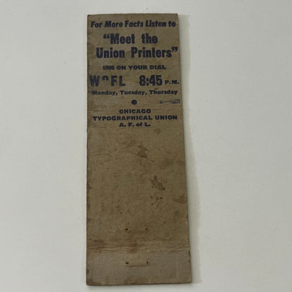 Chicago Herald-American Scab Paper Repeal Taft-Hartley Vtg Matchbook Cover MB8-6