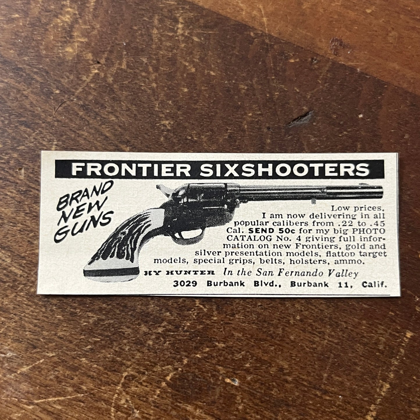 Frontier Six-Shooters Hy Hunter San Fernando Valley Burbank CA 1955 Ad AF9-S8