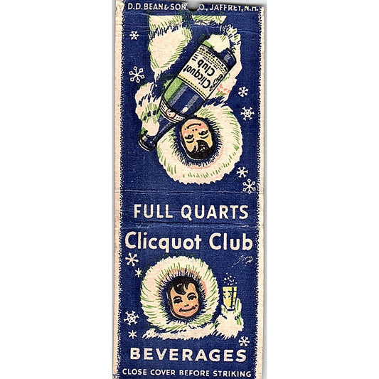 Clicquot Club Beverages Soda Pop Vintage Matchbook Cover SC7-Y11