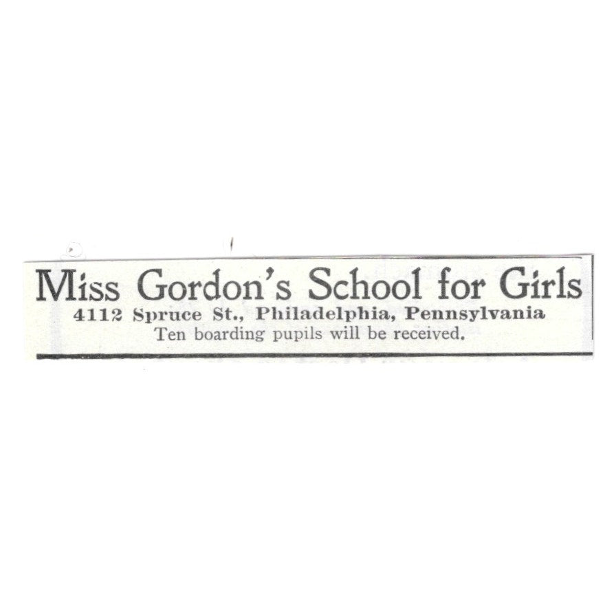 Miss Gordon's School for Girls Philadelphia PA 1903 Ad AF8-S31