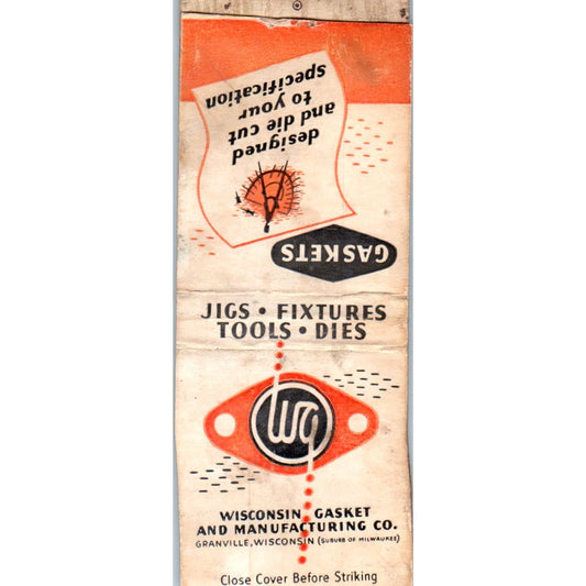Wisconsin Gasket and Manufacturing Company Vintage Matchbook Cover SD4-Y17