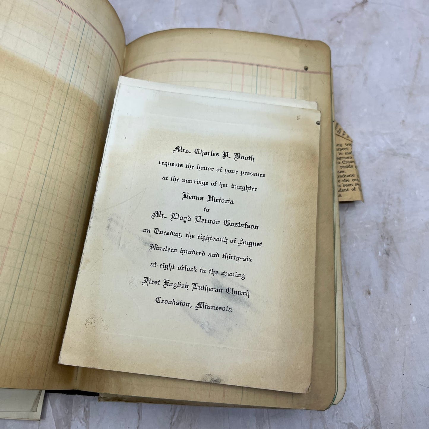 1937 Wedding Scrapbook Diary of Gertrude Barnum Harold Dahl Mankato MN TI9