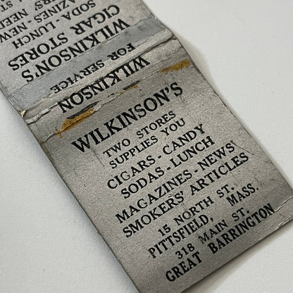 Wilkinson's Cigar Stores Pittsfield Great Barrington Matchbook Cover TB6-MB1-13
