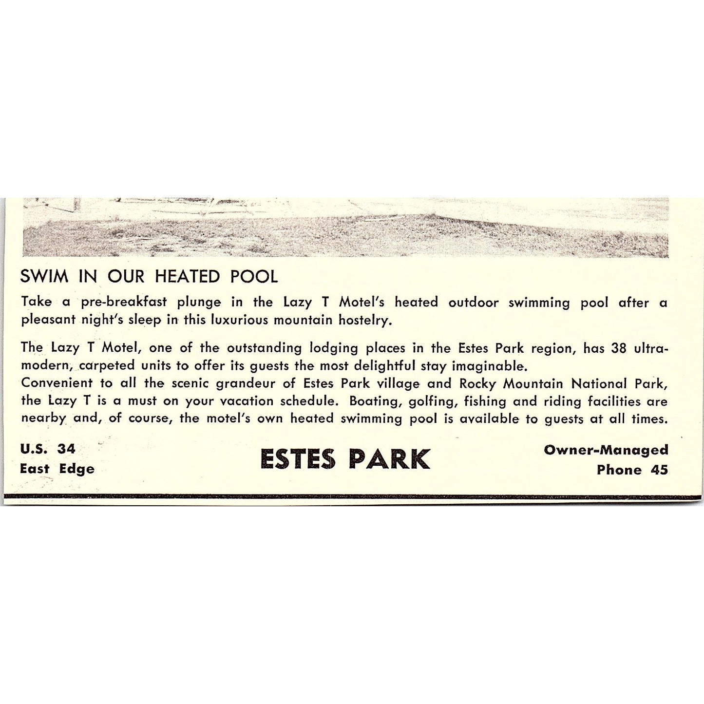 Murdock Manor Estes Park CO 1958 Ad AG1-M4