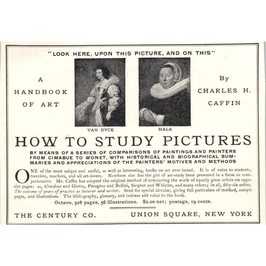 How to Study Pictures Ad The Century Co Boston c1905 Victorian Ad AE9-MA3